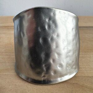KENNETH JAY LANE Hammered Forged Silvertone Cuff Bracelet
